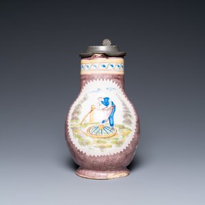 A polychrome Brussels faience ewer with a wheelwright, 18th C. — 照片 2