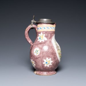 A polychrome Brussels faience ewer with a wheelwright, 18th C. — 照片 5