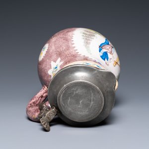A polychrome Brussels faience ewer with a wheelwright, 18th C. — 照片 7