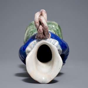 A polychrome Brussels faience figurative 'Jacquot' ewer, Stevens mark, 19th C. — 照片 7