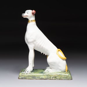 A polychrome Brussels faience greyhound, 18th C. — photo 2