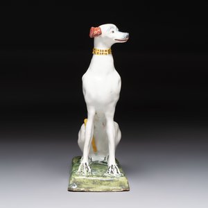 A polychrome Brussels faience greyhound, 18th C. — photo 3