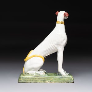 A polychrome Brussels faience greyhound, 18th C. — photo 4