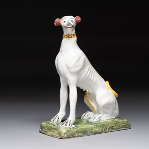 A polychrome Brussels faience greyhound, 18th C. — photo 7