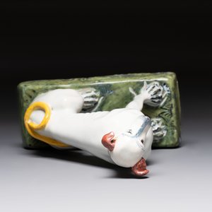 A polychrome Brussels faience greyhound, 18th C. — photo 8