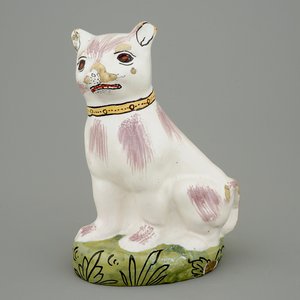 A polychrome Brussels faience model of a cat, 18th C. — 照片 1