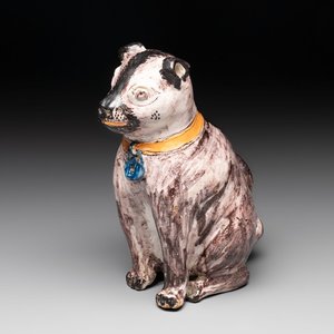 A polychrome Brussels faience model of a dog, 18th C. — photo 1
