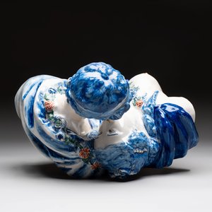 A polychrome Delft-style 'The Kiss' group after Jean Antoine Houdon (1741-1828), Samson, Paris, 19th C. — 照片 5