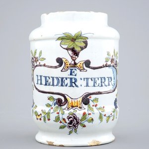 A polychrome Dutch Delft albarello-shaped pharmacy jar, 18th C. — 照片 1