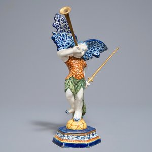 A polychrome Dutch Delft allegorical model of the angel 'Fame', 18th C. — photo 2