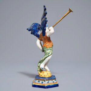 A polychrome Dutch Delft allegorical model of the angel 'Fame', 18th C. — photo 3