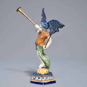 A polychrome Dutch Delft allegorical model of the angel 'Fame', 18th C. — photo 5