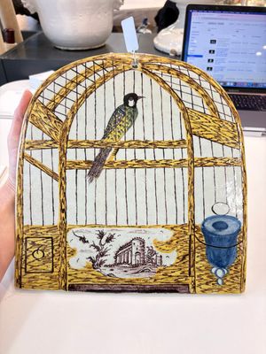 A polychrome Dutch Delft 'bird cage' plaque, 18th C. — photo 1