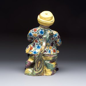 A polychrome Dutch Delft 'Bobbejak' table fountain and cover, 18th C. — 照片 4