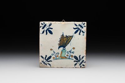 A polychrome Dutch Delft 'butterfly' tile, 17th C.