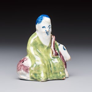 A polychrome Dutch Delft chinoiserie model of Shou Lao on a deer, 18th C. — photo 1