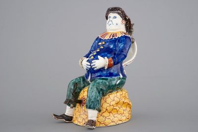 A polychrome Dutch Delft figural "Bobbejak" table fountain, 18th C.
