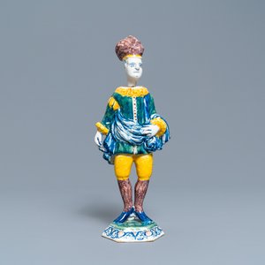 A polychrome Dutch Delft figure of a 'nodding head' actor, 1st quarter 18th C. — 照片 1