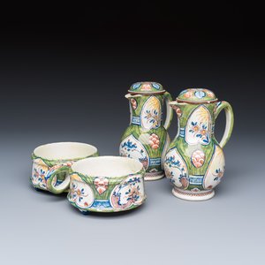 A polychrome Dutch Delft 'Four hearts' oil and vinegar set — photo 2