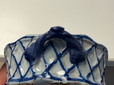 A polychrome Dutch Delft 'Fruit basket' butter tub and cover — photo 6