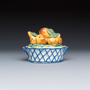 A polychrome Dutch Delft 'Fruit basket' butter tub and cover — photo 2