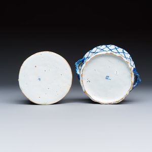 A polychrome Dutch Delft 'Fruit basket' butter tub and cover — photo 7