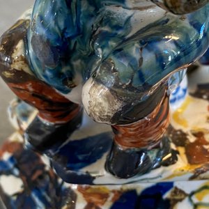 A polychrome Dutch Delft group of a man and a woman on a chamberpot, 18th C. — photo 14