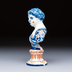 A polychrome Dutch Delft male bust of a Roman emperor or general, early 18th C. — foto 3