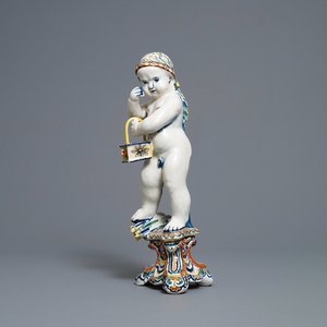 A polychrome Dutch Delft model of a boy, allegory of winter, 18th C. — photo 1