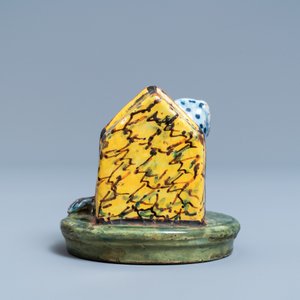 A polychrome Dutch Delft model of a dog by its doghouse, 18th C. — photo 4