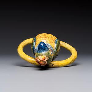 A polychrome Dutch Delft model of a parrot with gilt bronze hanging ornament, 18/19th C. — photo 6