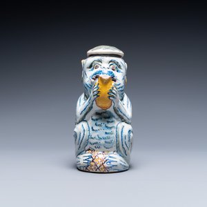 A polychrome Dutch Delft monkey-shaped ewer and cover, 18th C. — 照片 3