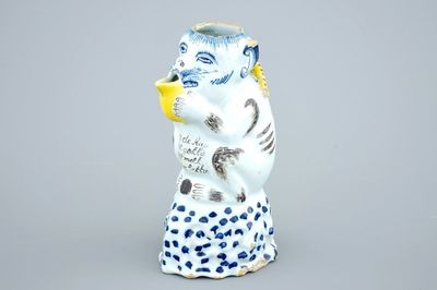 A polychrome Dutch Delft monkey-shaped jug, 18th C.
