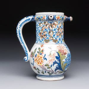 A polychrome Dutch Delft puzzle jug with a landscape scene — photo 5