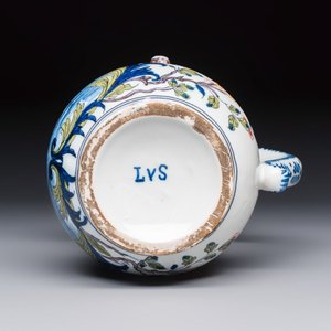 A polychrome Dutch Delft puzzle jug with a landscape scene — photo 7