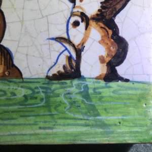A polychrome Dutch Delft 'Triton and mermaid' tile, Rotterdam, 1st quarter 17th C. — 照片 7