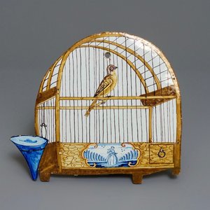 A polychrome Dutch Delft trompe l'oeil birdcage plaque, 18th C. — photo 1