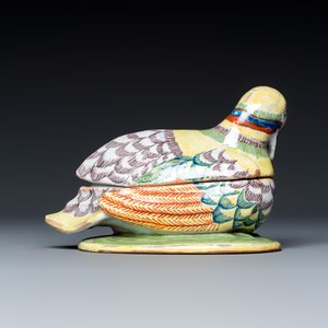 A polychrome Dutch Delft tureen and cover in the shape of a duck — photo 5