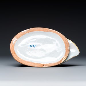 A polychrome Dutch Delft tureen and cover in the shape of a duck — photo 10