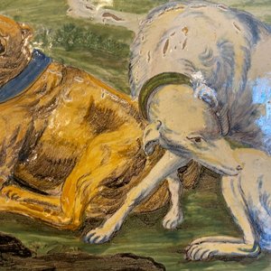 A polychrome faience plaque with a shepherd with two large dogs, Castelli, Italy, 18th C. — 照片 5
