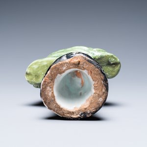 A polychrome French faience candlestick in the shape of a man, 18th C. — photo 6