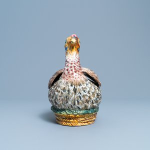 A polychrome French faience 'duck' tureen and cover, France, 18th C. — 照片 3