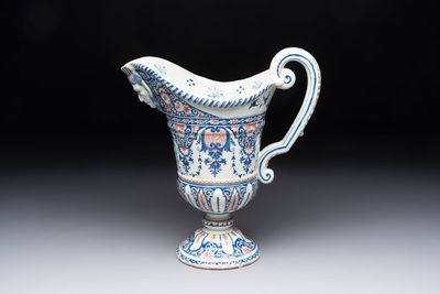 A polychrome French faience helmet-shaped jug, Samson, Paris, 19th C.