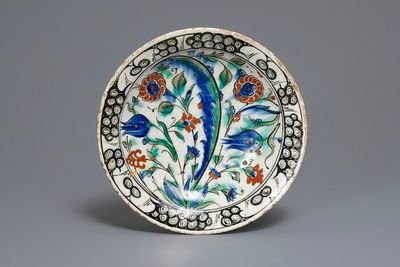 A polychrome Iznik dish with floral design, Turkey, ca. 1600