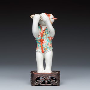 A polychrome Japanese nodding head Sarumawashi monkey playing kagura suzu — 照片 2