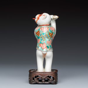 A polychrome Japanese nodding head Sarumawashi monkey playing kagura suzu — 照片 4