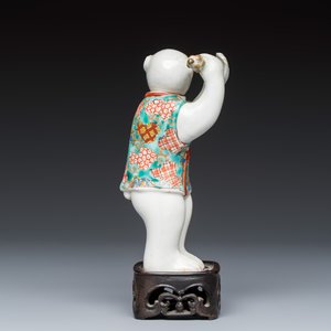 A polychrome Japanese nodding head Sarumawashi monkey playing kagura suzu — 照片 5