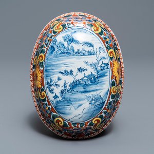 A polychrome mixed technique Dutch Delft brush back, 18th C. — 照片 1
