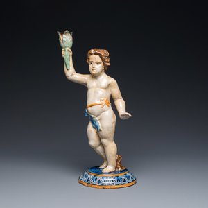 A polychrome pottery sculpture of a standing young man, Spain or France, 18/19th C. — photo 1