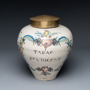 A polychrome pottery 'St. Vincent' tobacco jar, France, 18th century — photo 1